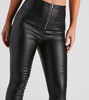 Edgy Babe Coated Faux Leather Skinny Pants