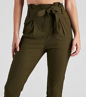 High Waist Paperbag Skinny Dress Pants