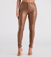 High-Rise Coated Skinny Pants