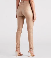 High-Rise Coated Skinny Pants