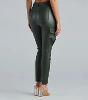 Casually Elevated Faux Leather Cargo Pants