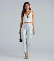 Casually Elevated Faux Leather Cargo Pants