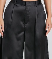 Power Vibe Satin Wide-Leg Trouser Pants