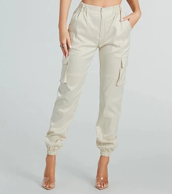 Got The Look Satin High-Rise Cargo Joggers
