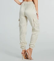 Got The Look Satin High-Rise Cargo Joggers