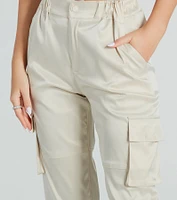 Got The Look Satin High-Rise Cargo Joggers