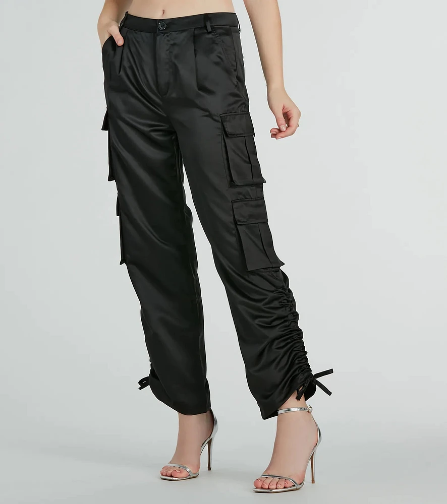 Trendy Babe Satin Cargo Pants