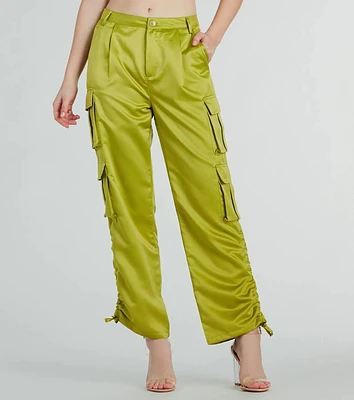 Trendy Babe Satin Cargo Pants