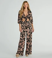 Flawless Floral High Rise Wide-Leg Satin Pants