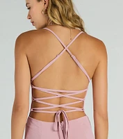 Effortless Allure Lace-Up Woven Wide-Leg Jumpsuit