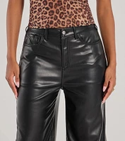 Glam Motion Faux Leather Wide-Leg Pants