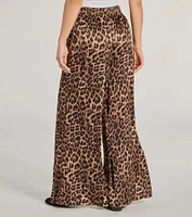 Lavish Leopard Print Palazzo Wide-Leg Pants