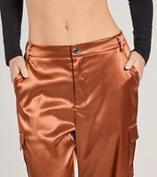 Sleek Sensation Satin High-Rise Cargo Joggers