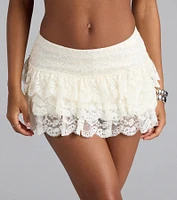 Cutesy Perfection Ruffled Lace Mini Skort