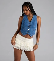 Cutesy Perfection Ruffled Lace Mini Skort