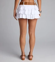 Too Cute To Catch Belted Ruffle Skort