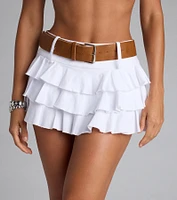 Too Cute To Catch Belted Ruffle Skort