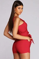 Flirt Alert Tie Waist Romper
