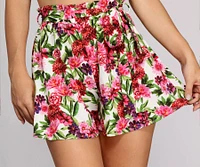 Floral Bloom Tie Waist Shorts