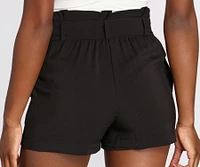 Roll With It Paper-bag Belted Dress Shorts