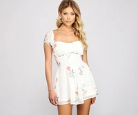 Off The Shoulder Floral Chiffon Romper