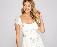 Off The Shoulder Floral Chiffon Romper
