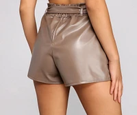 Faux Real Paperbag Tie Waist Shorts