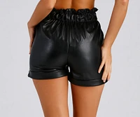 Chic Stunner Faux Leather Paperbag Shorts