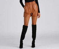 Chic Stunner Faux Leather Paperbag Shorts