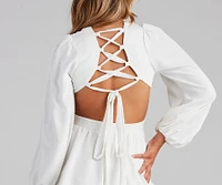 Out Of Town Lace-Up Chiffon Romper