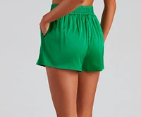 Stylishly Sleek High Waist Satin Shorts