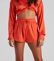 Stylishly Sleek High Waist Satin Shorts