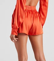 Stylishly Sleek High Waist Satin Shorts