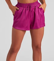 Stylishly Sleek High Waist Satin Shorts