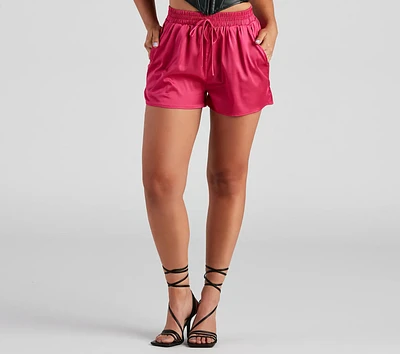 Stylishly Sleek High Waist Satin Shorts