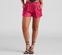 Stylishly Sleek High Waist Satin Shorts
