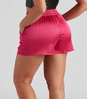 Stylishly Sleek High Waist Satin Shorts