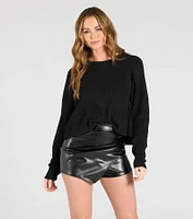 Cool-Girl Vibes Faux Leather Wrap Skort
