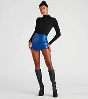 Cool-Girl Vibes Faux Leather Wrap Skort