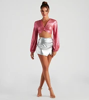 Cool-Girl Vibes Faux Leather Wrap Skort