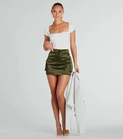 Stylish Occasion Satin Cargo Mini Skirt