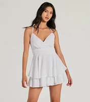 Meant To Be Surplice V-Neck Strappy Chiffon Romper