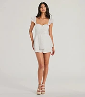 Dreamy Chic Flutter Sleeve Ruffled Chiffon Romper