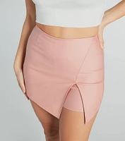 Rooftop Views High-Rise Slit Faux Leather Skort