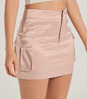 Stylish Occasion Satin Cargo Mini Skirt