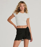 Exceptional Vibes Mid-Rise Ruffle Chiffon Skort