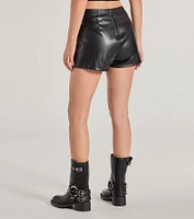 On The Edge High Rise Belted Faux Leather Skort