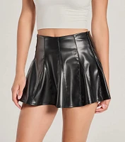 Flirty Daze High-Rise Pleated Faux Leather Skort