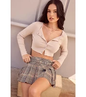 Preppy Plaid Belted And Pleated Skort