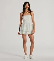 Romantic Spot Strapless Floral Chiffon Romper
